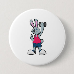Rabbit at Fitness with Dumbbell Button