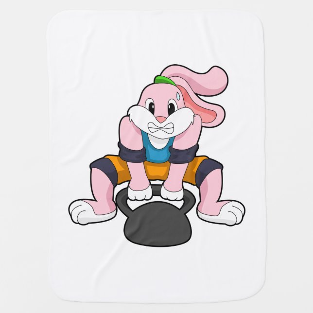 Rabbit at Fitness with Dumbbell.PNG Baby Blanket (Front)