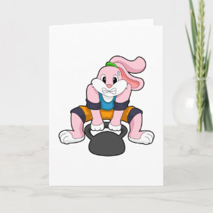 Rabbit at Fitness with Dumbbell.PNG Card