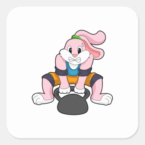 Rabbit at Fitness with DumbbellPNG Square Sticker