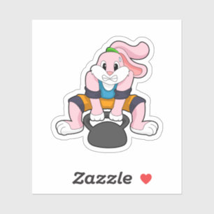 Rabbit at Fitness with Dumbbell.PNG Sticker