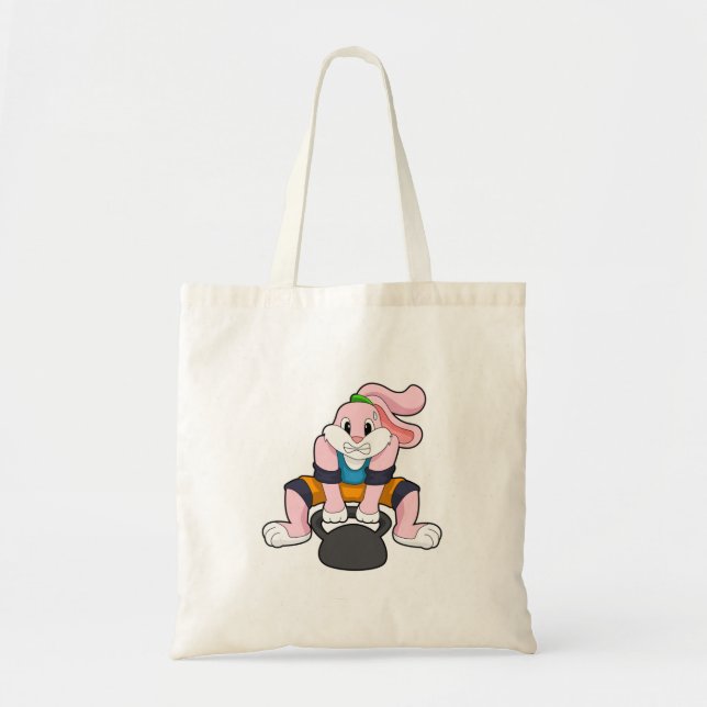 Rabbit at Fitness with Dumbbell.PNG Tote Bag (Front)