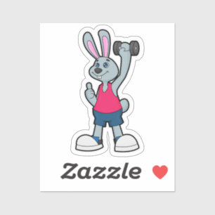 Rabbit at Fitness with Dumbbell Sticker