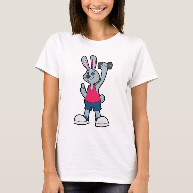 Rabbit at Fitness with Dumbbell T-Shirt (Front)