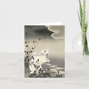 Rabbit at Full Moon by Ohara Koson Letterpress Thank You Card