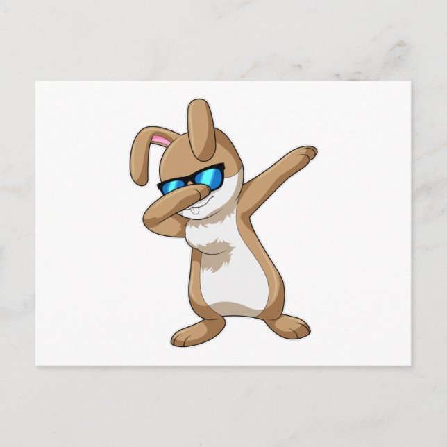Rabbit at Hip Hop Dance Dab Postcard (Front)