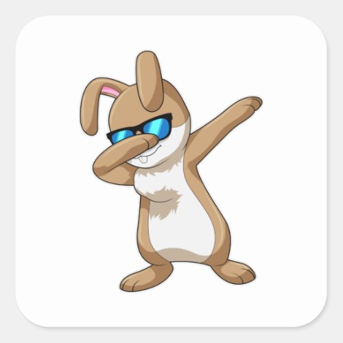 Rabbit at Hip Hop Dance Dab Square Sticker