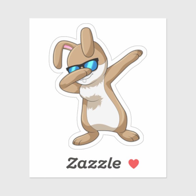 Rabbit at Hip Hop Dance Dab Sticker (Sheet)