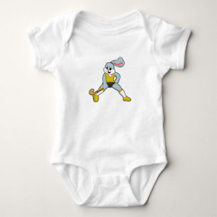 Rabbit at Hockey with Hockey bat Baby Bodysuit