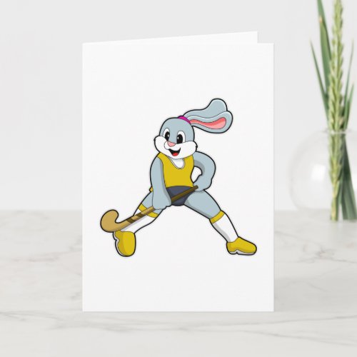 Rabbit at Hockey with Hockey bat Card