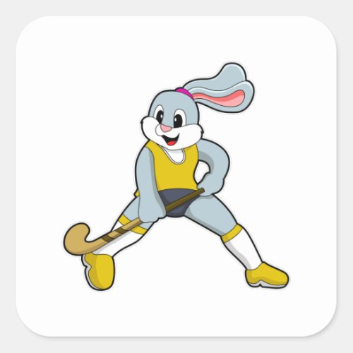 Rabbit at Hockey with Hockey bat Square Sticker