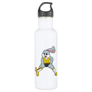 Rabbit at Hockey with Hockey bat Stainless Steel Water Bottle