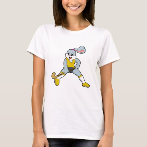 Rabbit at Hockey with Hockey bat T_Shirt