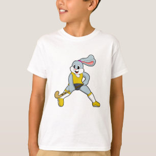 Rabbit at Hockey with Hockey bat T-Shirt
