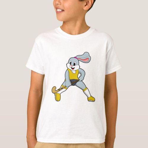 Rabbit at Hockey with Hockey bat T_Shirt