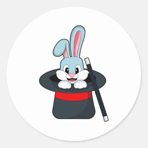 Rabbit at Magic with Wand  Hat Classic Round Sticker