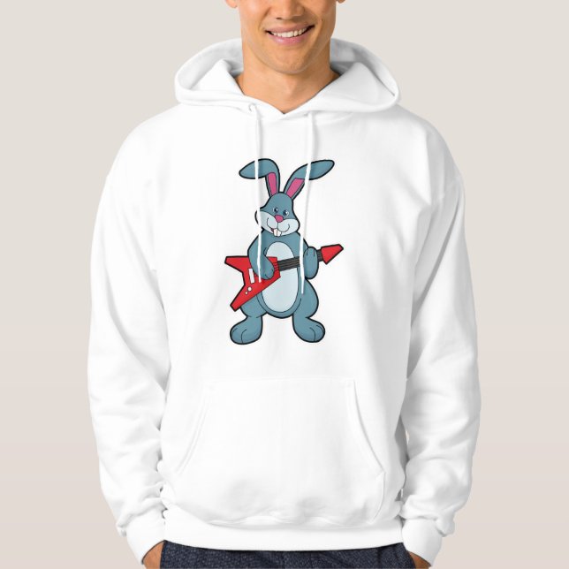 Rabbit at Music with Guitar Hoodie (Front)