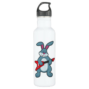 Rabbit at Music with Guitar Stainless Steel Water Bottle