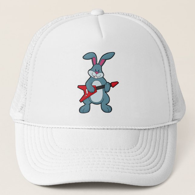 Rabbit at Music with Guitar Trucker Hat (Front)