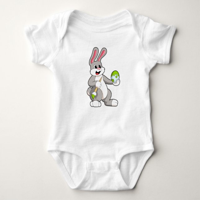 Rabbit at Painting with Egg Baby Bodysuit (Front)