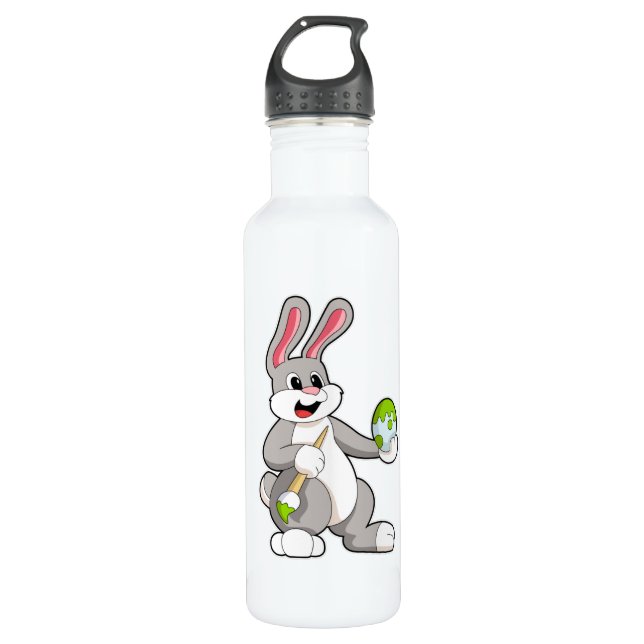 Rabbit at Painting with Egg Stainless Steel Water Bottle (Front)
