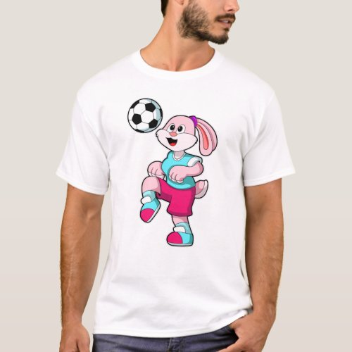 Rabbit at Sports with Soccer T_Shirt