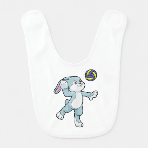 Rabbit at Sports with Volleyball Baby Bib