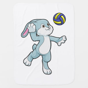Rabbit at Sports with Volleyball Baby Blanket