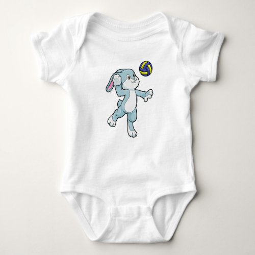 Rabbit at Sports with Volleyball Baby Bodysuit