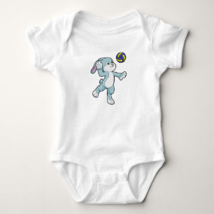 Rabbit at Sports with Volleyball Baby Bodysuit