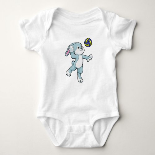 Rabbit at Sports with Volleyball Baby Bodysuit