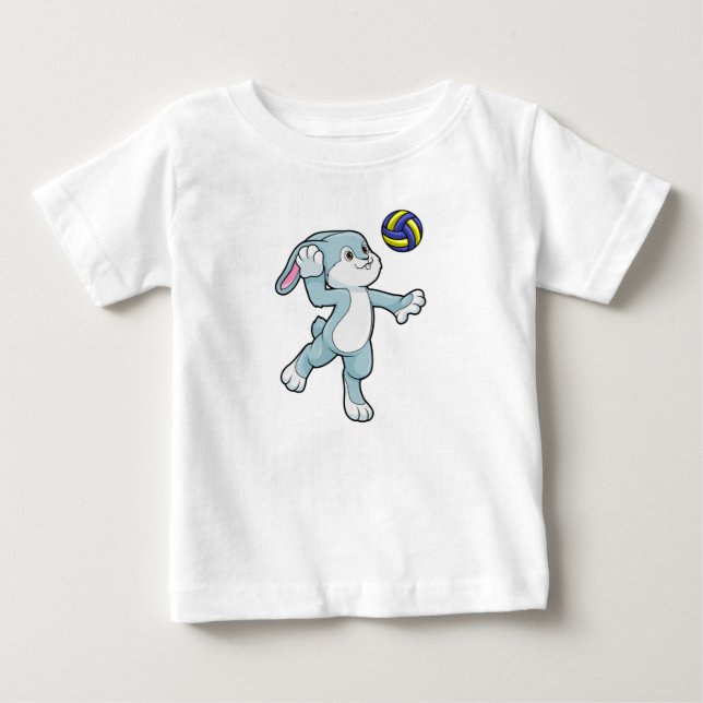 Rabbit at Sports with Volleyball Baby T-Shirt (Front)