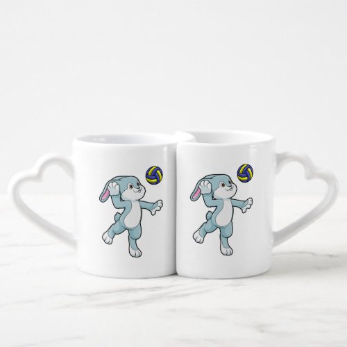 Rabbit at Sports with Volleyball Coffee Mug Set