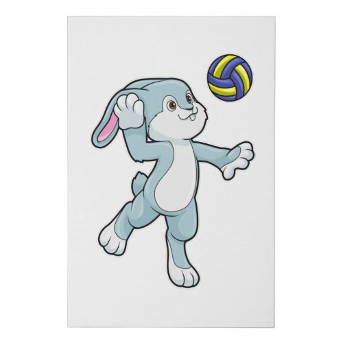 Rabbit at Sports with Volleyball Faux Canvas Print