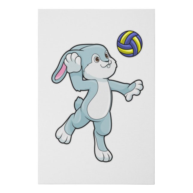 Rabbit at Sports with Volleyball Faux Canvas Print (Front)