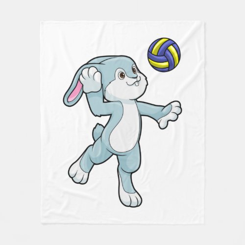 Rabbit at Sports with Volleyball Fleece Blanket