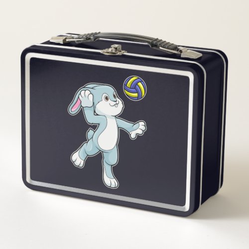 Rabbit at Sports with Volleyball Metal Lunch Box