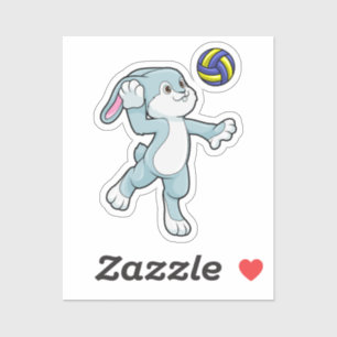 Rabbit at Sports with Volleyball Sticker