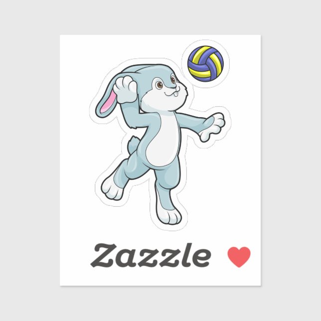 Rabbit at Sports with Volleyball Sticker (Sheet)