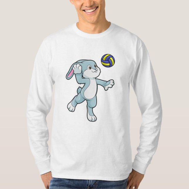 Rabbit at Sports with Volleyball T-Shirt (Front)