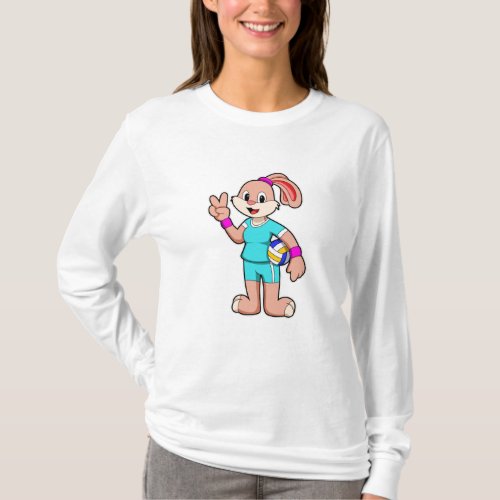Rabbit at Sports with Volleyball T_Shirt
