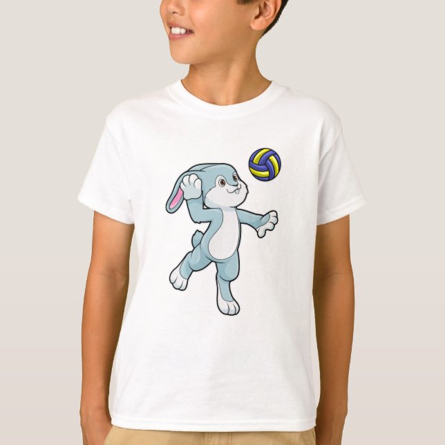 Rabbit at Sports with Volleyball T-Shirt (Front)