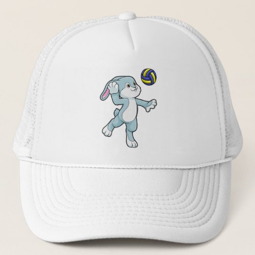 Rabbit at Sports with Volleyball Trucker Hat