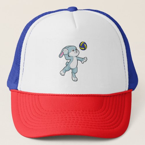 Rabbit at Sports with Volleyball Trucker Hat