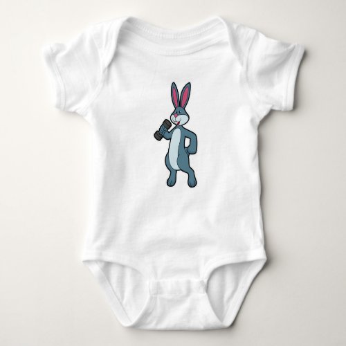 Rabbit at Strength training with Dumbbell Baby Bodysuit