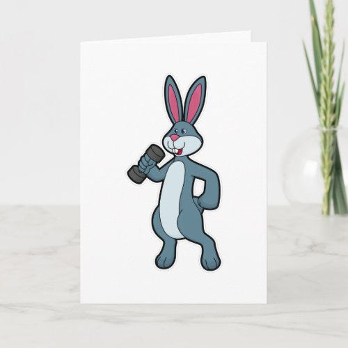 Rabbit at Strength training with Dumbbell Card