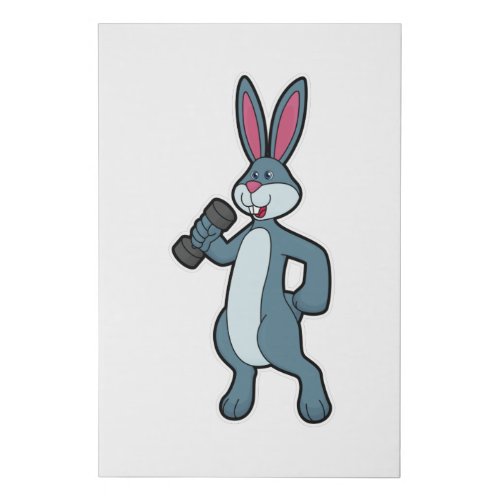 Rabbit at Strength training with Dumbbell Faux Canvas Print