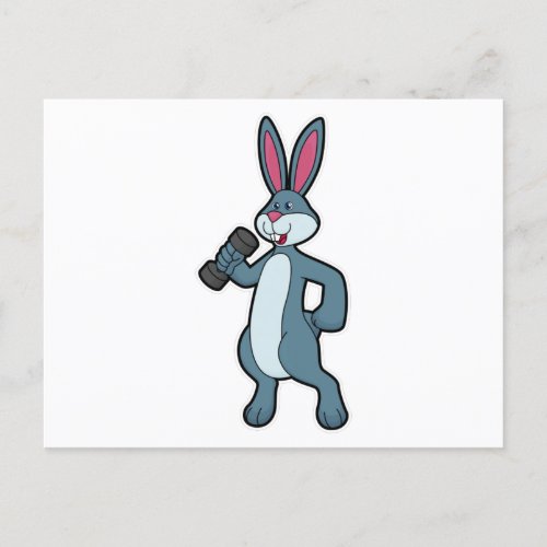 Rabbit at Strength training with Dumbbell Postcard
