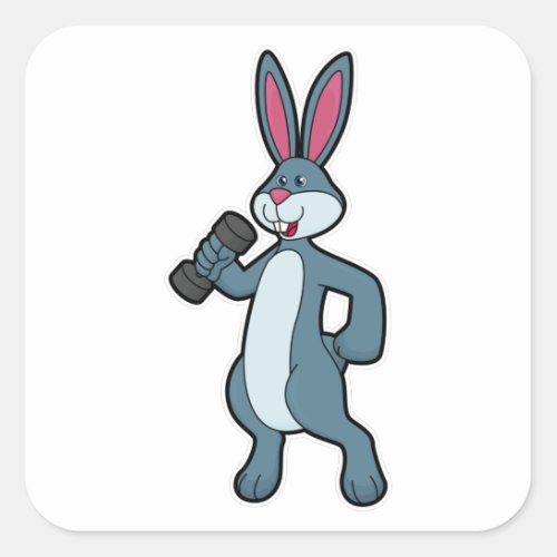 Rabbit at Strength training with Dumbbell Square Sticker