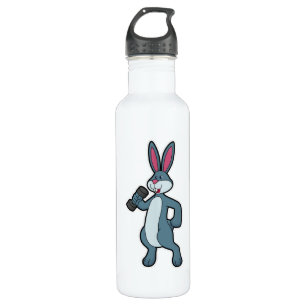 Rabbit at Strength training with Dumbbell Stainless Steel Water Bottle